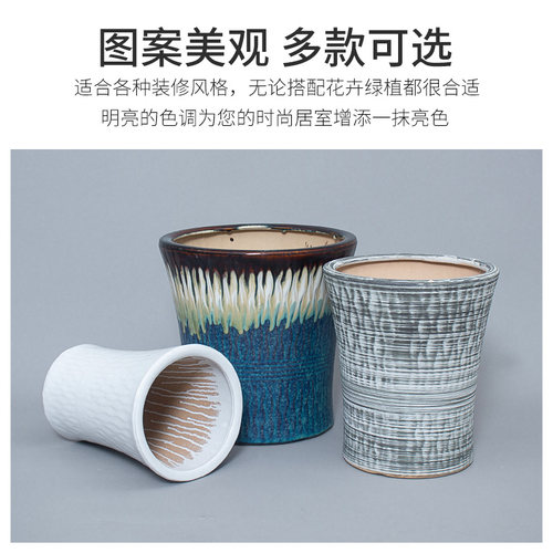 特大号陶瓷花盆简约中欧式落地白大口径种树绿Q植盆栽家用庭院客