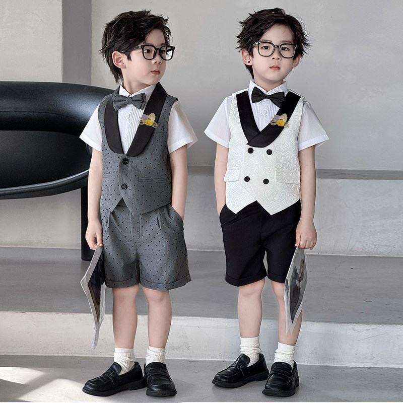 儿童礼服2025夏男童新款西装套装男宝宝周岁生日宴会主持人演出服