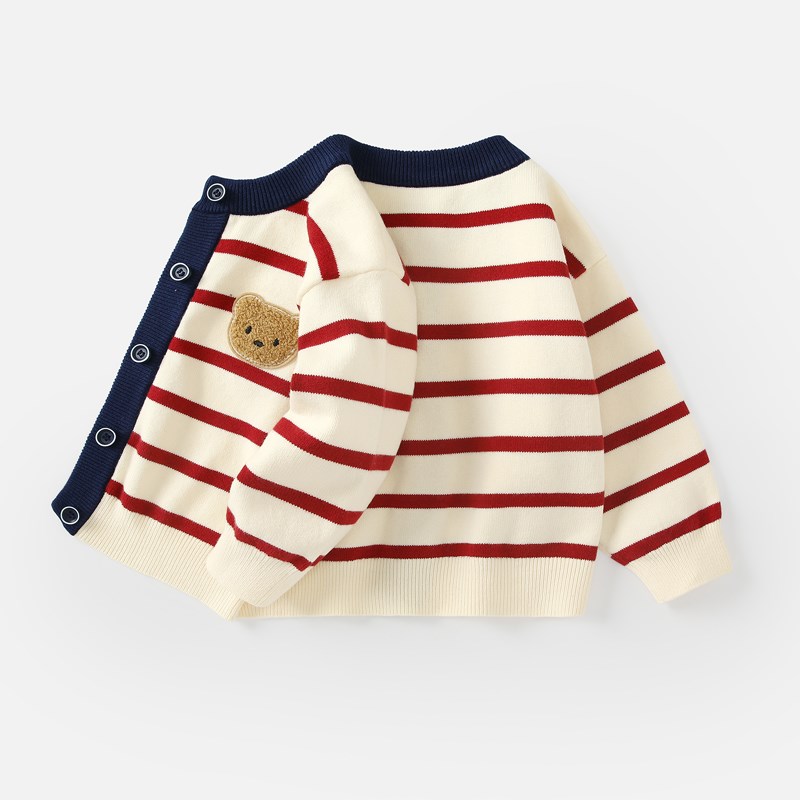 婴儿毛衣外套秋冬男宝宝针织衫上衣加绒开衫圣诞儿童男童冬装线衣