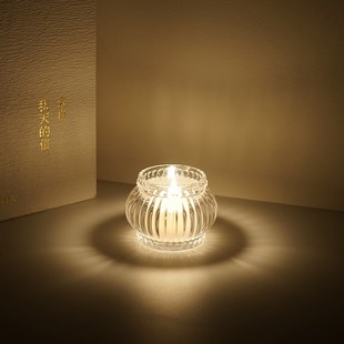 齿轮圆点玻璃小烛杯浪漫光影氛围感道具蜡烛台酒店餐桌酒吧台装饰