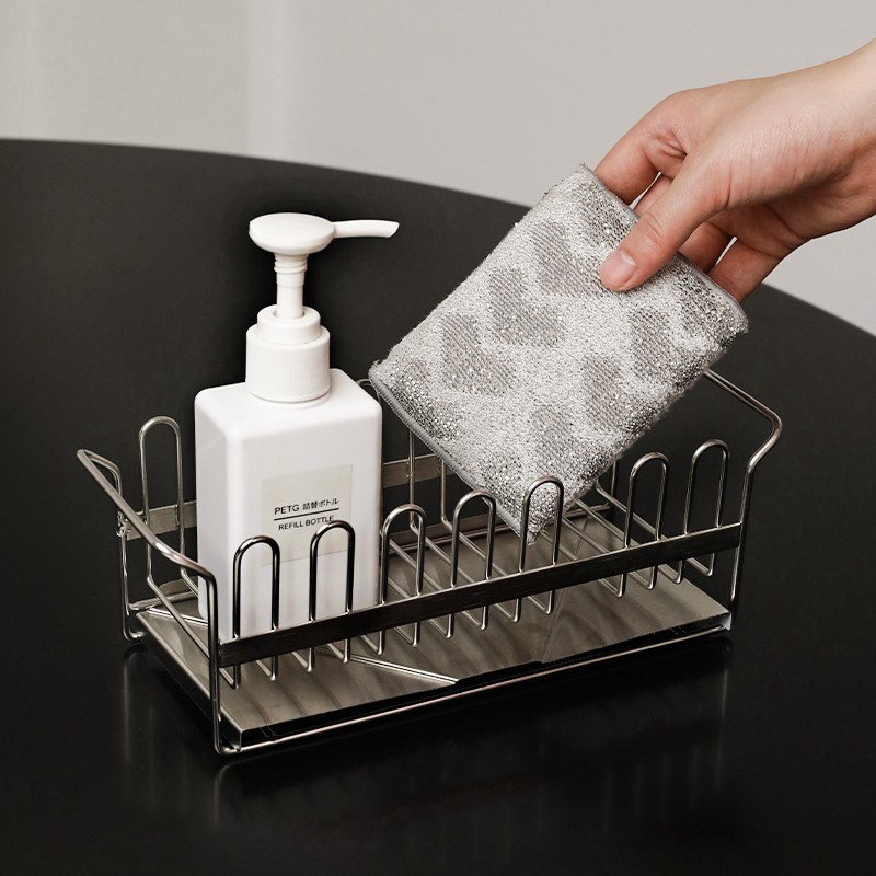 厨房水槽洗碗布沥水架水池台面式抹布置物架不锈钢海绵擦收纳神器