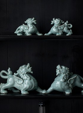 久造貔貅摆件公母一对高档客厅店铺开业礼品老板办公室桌家居饰品