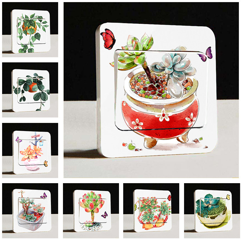 家用简约北欧风创意可爱卡通自粘灯开关装饰墙贴纸双开面板插座贴,家居饰品,开关贴,淘宝优惠券,粉丝福利购,淘宝优惠卷