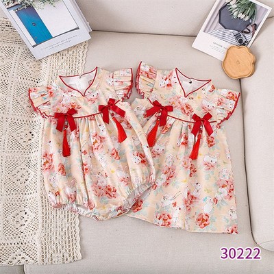 女童连衣裙夏装中国风旗袍汉服宝宝百天一周岁礼服婴儿公主裙夏季