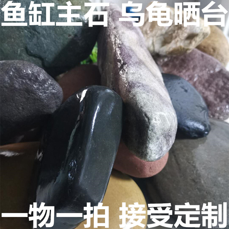 水族爬宠养乌龟晒台原生态鱼缸造景天然溪流小石头大原石摆件直播