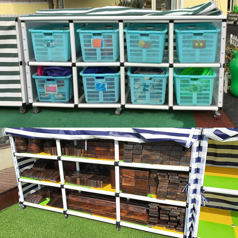 幼儿园玩具户外收纳架带篷布室外防雨器械柜儿童积木移动置物架子