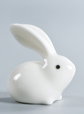 可爱小白兔子摆件陶瓷客厅家居工艺品摆设酒柜卡通萌兔装饰品礼品