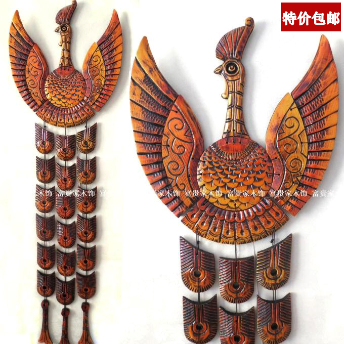 木雕欧式复古墙上装饰品壁挂客厅实木孔雀墙面挂件玄关墙壁墙饰