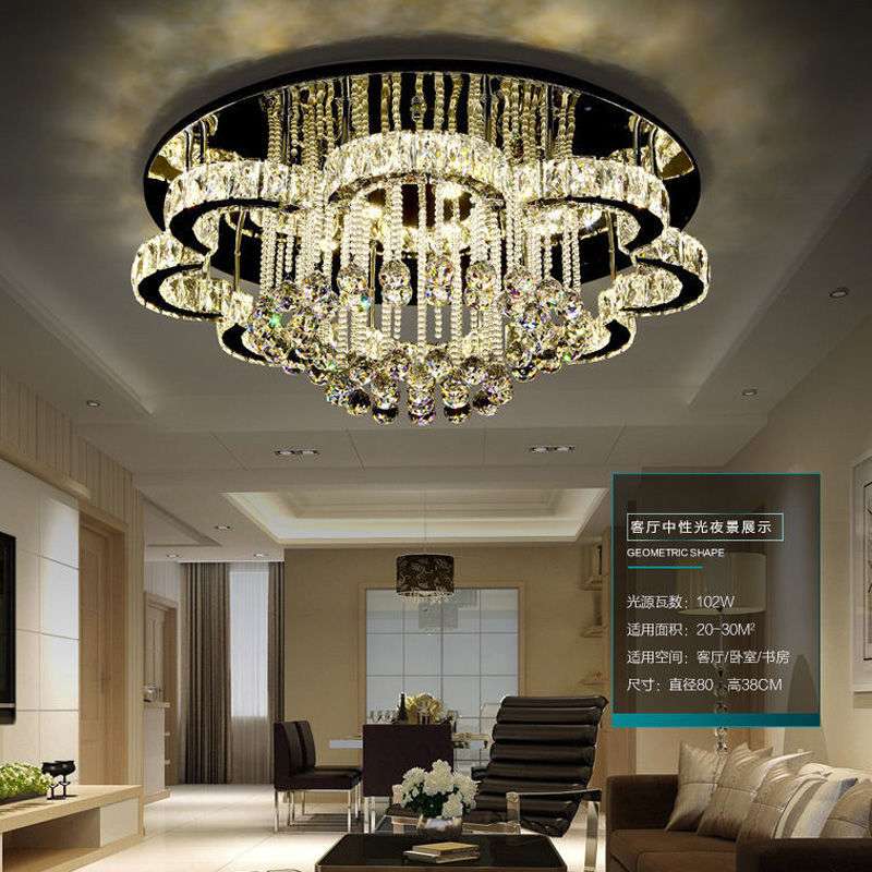 新款客厅水晶灯led吸顶灯轻奢圆形大厅简约现代卧室餐厅吸顶灯具