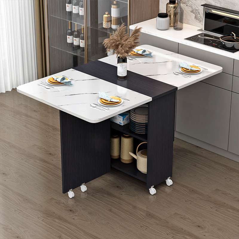 家用折叠餐桌小户型可移动带轮长方形超薄多功能餐厅宿舍吃饭桌子