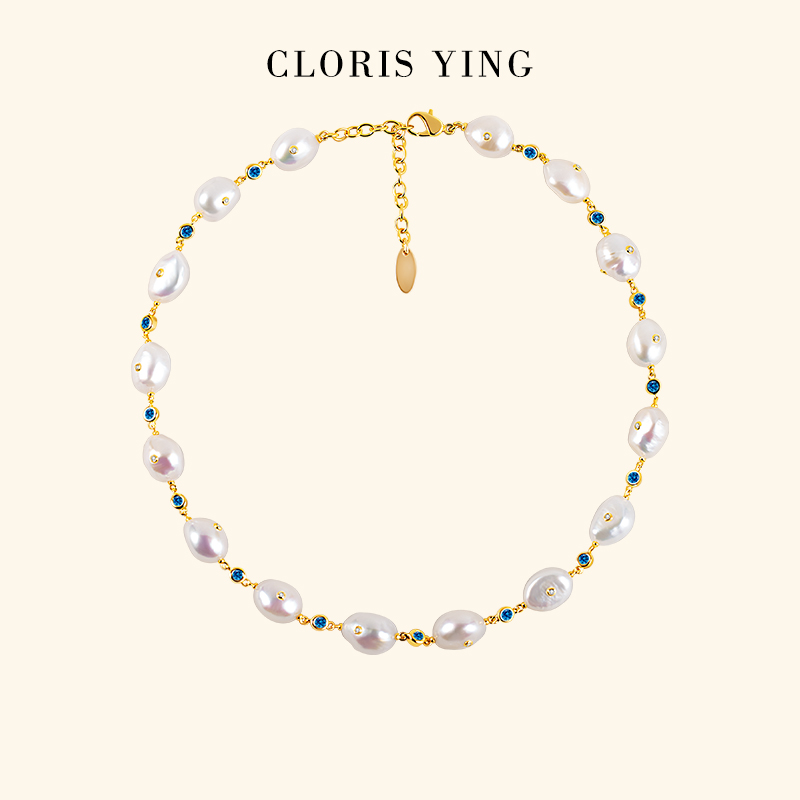 CLORIS  YING巴洛克异形珠项链套装时尚轻奢铜镀金锆石珍珠锁骨链