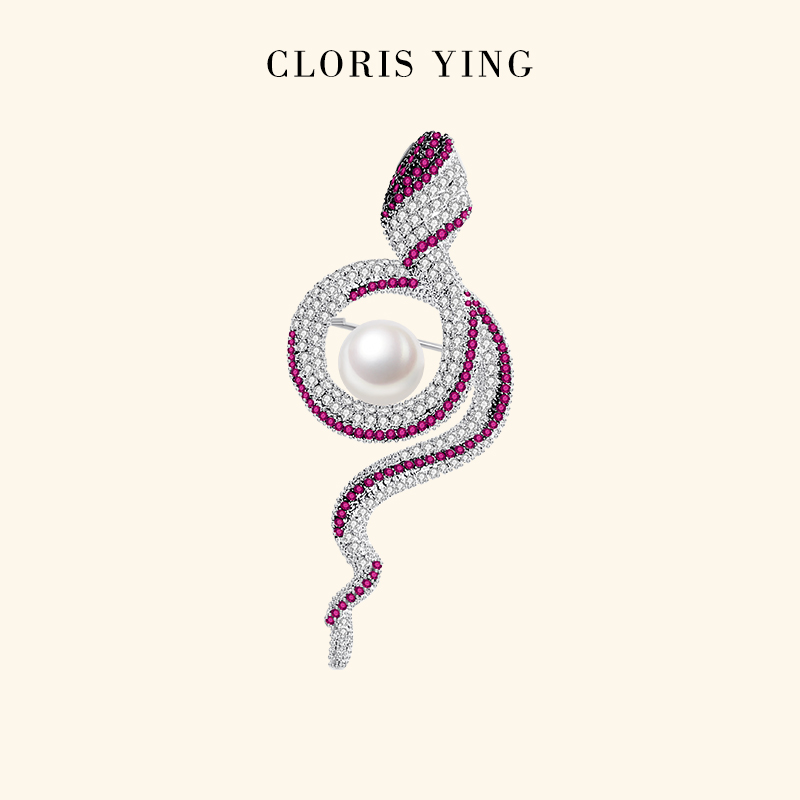 CLORIS YING本命年灵蛇淡水珍珠胸针巳蛇胸针大衣西装配饰胸花