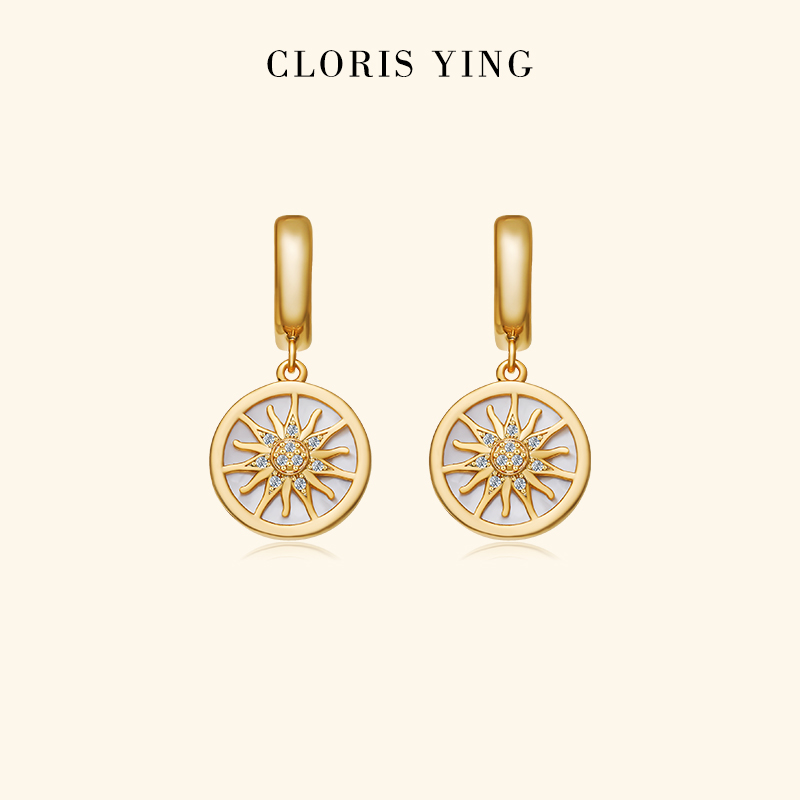 CLORIS  YING太阳神耳环高级感轻奢小众生日礼物显脸瘦贝母耳坠