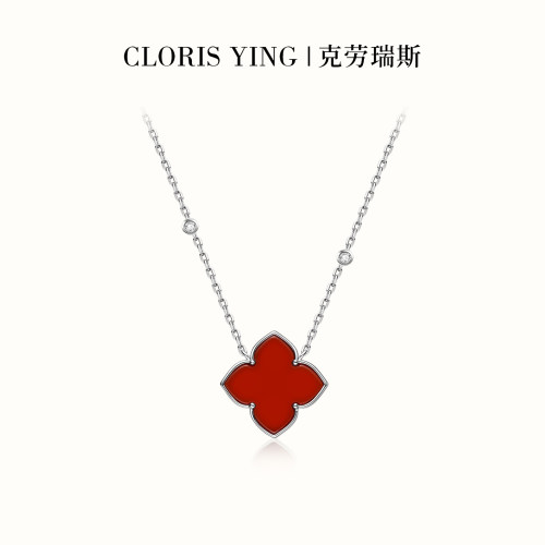 克劳瑞斯红玛瑙四叶草轻奢锁骨链