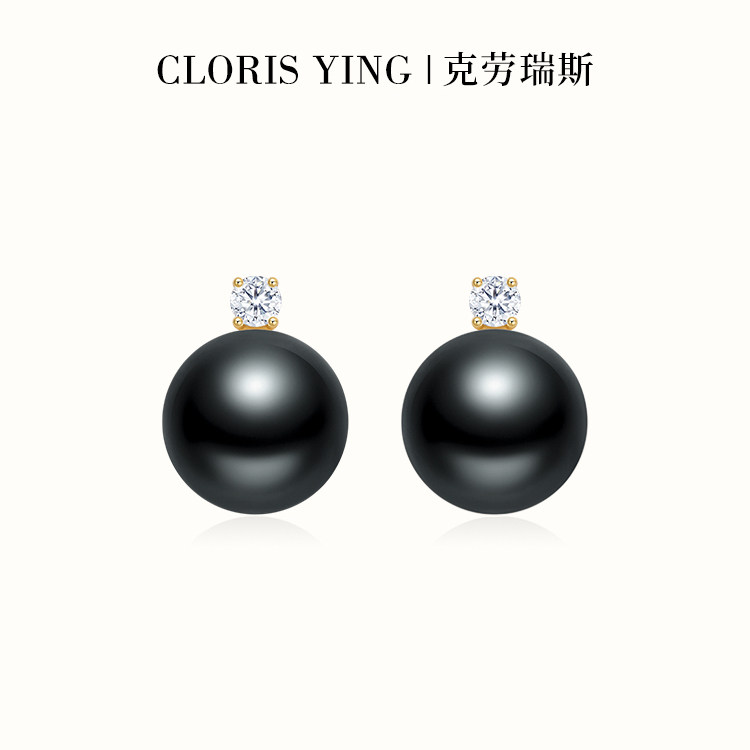CLORIS  YING戴妃大溪地黑珍珠金色耳钉女轻奢优雅小众耳饰S925银,珠宝/钻石/翡翠,耳饰,淘宝优惠券,粉丝福利购,淘宝优惠卷