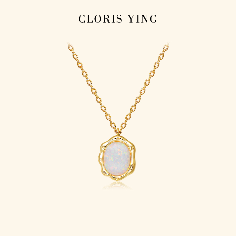 CLORIS  YING欧泊项链配饰女高级感轻奢小众吊坠锁骨链节日送女友