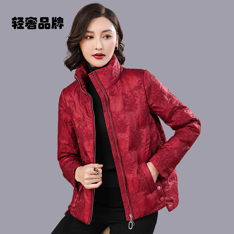 朗姿约定红色羽绒服冬季女2025新款高级感短款90%白鸭绒保暖外套