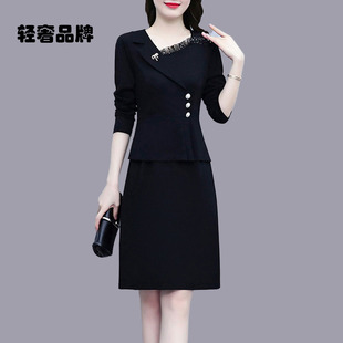 朗姿约定加绒加厚连衣裙子女士春秋冬2026年新款小个子大码中长裙