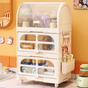宝宝副食品工具置物架多层收纳层架婴儿餐具奶瓶整理架防尘防虫沥