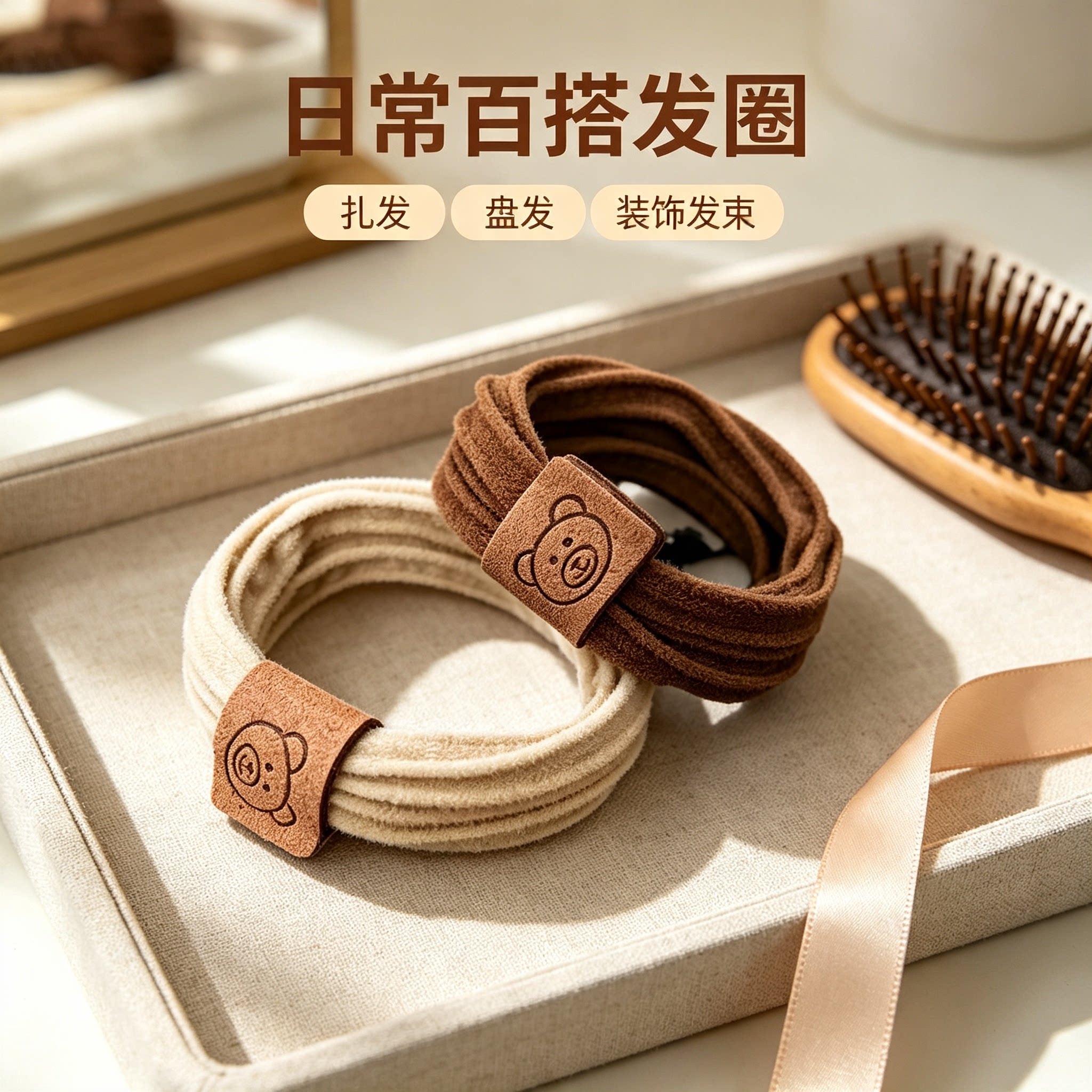 小熊头绳发圈高弹无接缝耐用