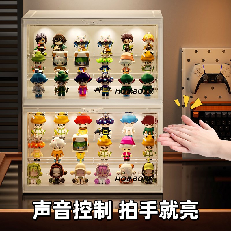 手办展示柜家用桌面泡泡马特发光展示盒放积木摆件公仔玩偶展甄选
