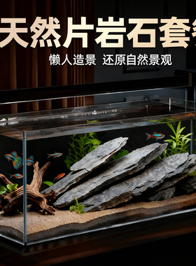 鱼缸造景石套餐天然大块溪流片岩石主石造景装饰乌龟缸爬宠虫晒台