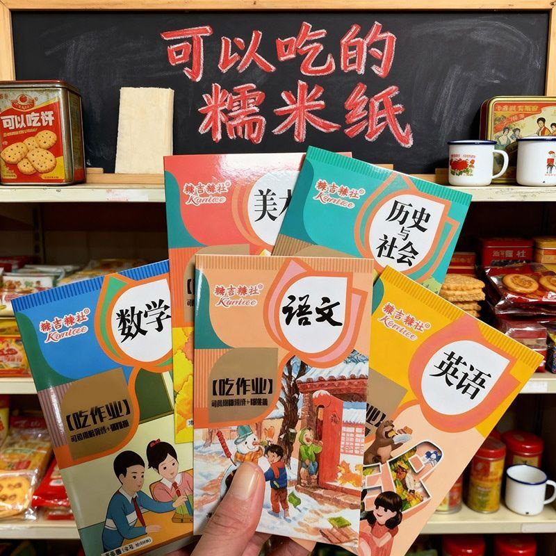 网红新奇可以吃的作业本食用吃作业糯米纸能吃的作业糖果趣味零食