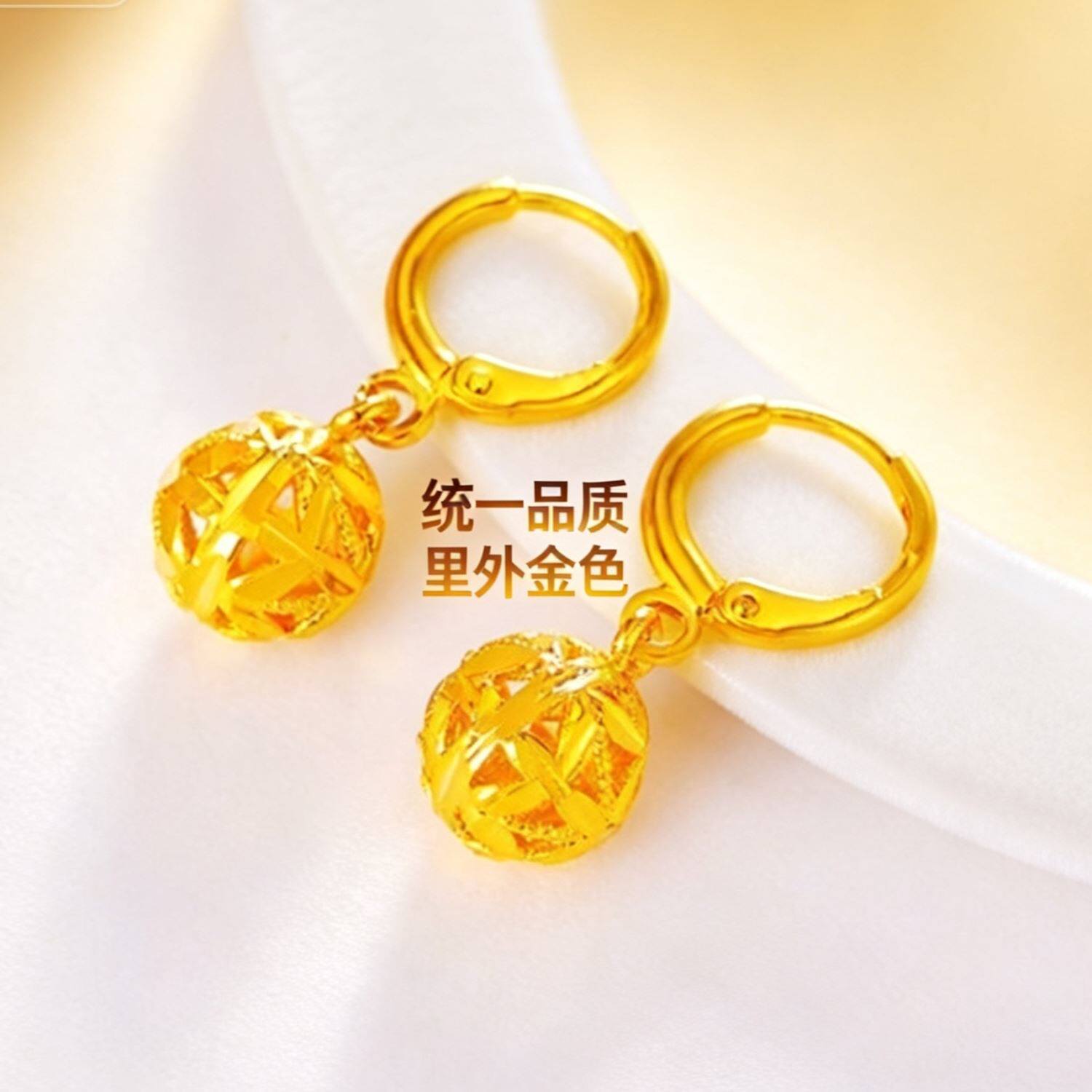 矿金灯笼耳钉耳环【假一赔十丨支持火烧丨里外金色丨可塑形融化】