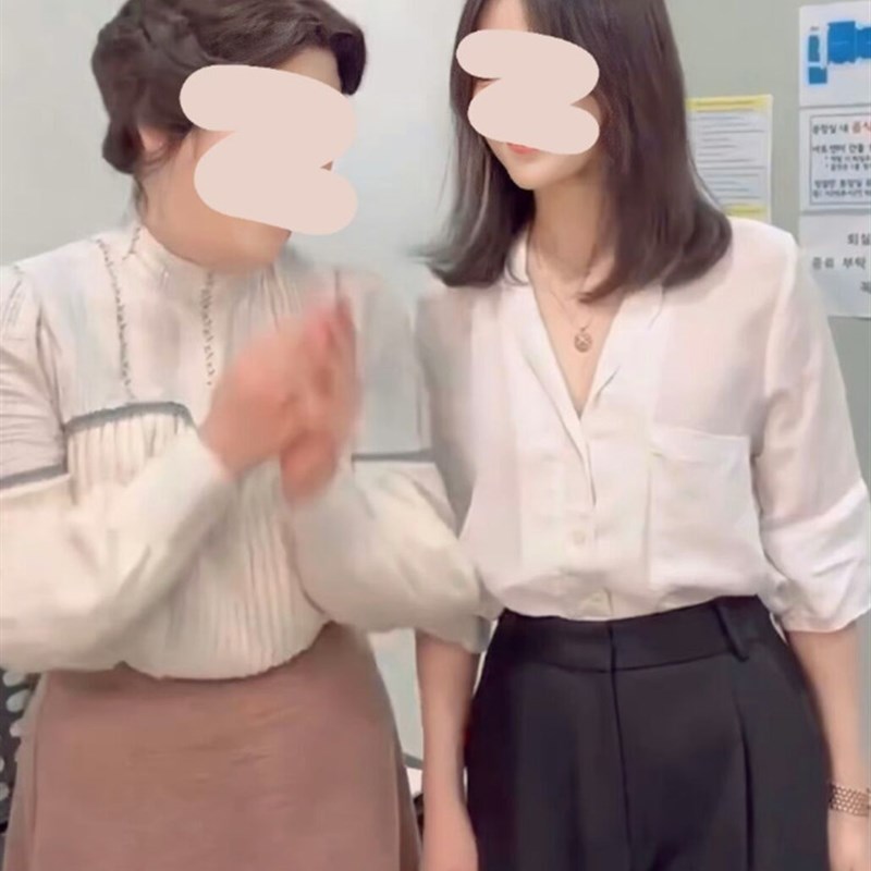 「这个夏天很高级」奶白色短袖衬衫黑色西装长裤时尚松弛感女套装