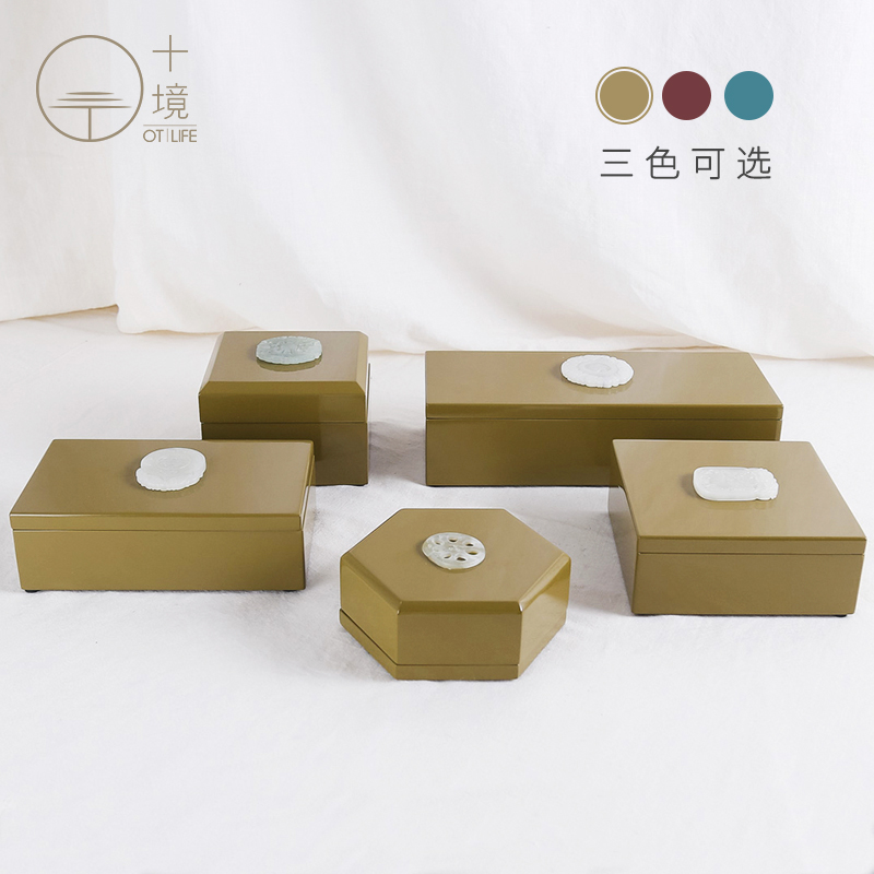 十境OTlife新中式软装饰品贴玉哑光木质漆盒礼品收纳梳妆化妆盒