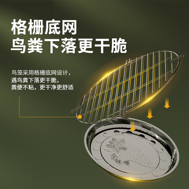 威毕不锈钢鸟笼大号虎皮玄凤鹦鹉鹩哥海八哥专用笼子圆形金属笼子