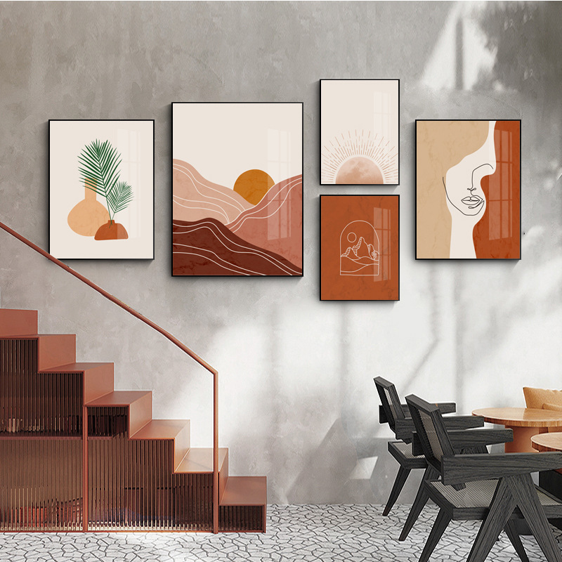 抽象风景艺术有框餐厅挂画沙发背景墙装饰画铝合金框有机玻璃壁画图片