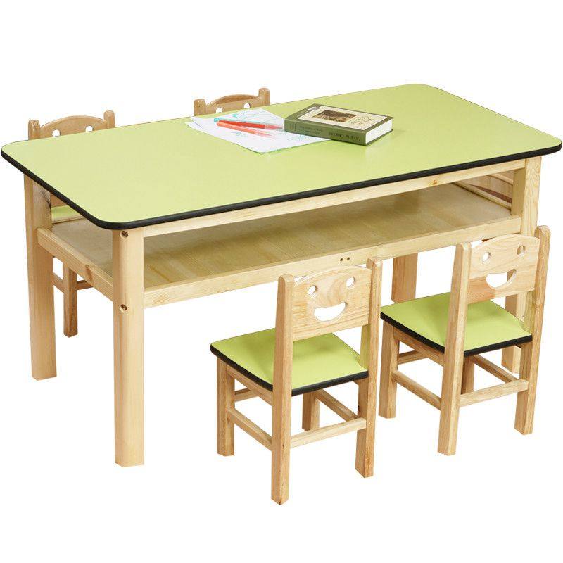 少儿书法美术桌幼儿园小学课桌实木学习画室专业彩色面板桌面蓝色