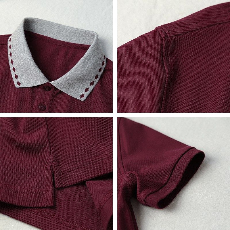 儿童POLO衫长袖白色浅蓝色中小学生校服套装男童女童枣红短袖T恤