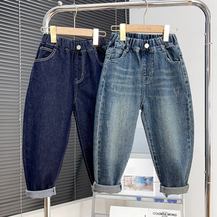 男童牛仔裤秋冬款儿童修身加绒烟管裤中大童弹力裤子童装瘦版长裤