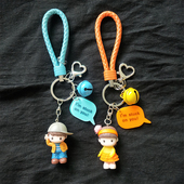 礼盒装 情侣钥匙扣可爱少女心创意卡通钥匙环圈包挂件 一对青春时尚