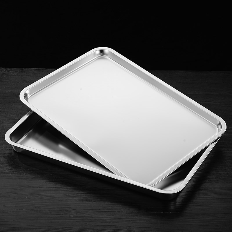 304不锈钢托盘平底方盘长方形盘子商用食堂盛菜盘蒸箱60*40蒸饭盘