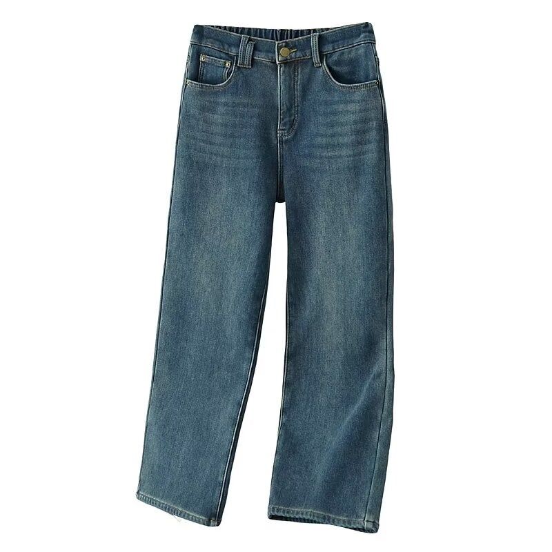 冬装新款大码加绒直筒牛仔裤女胖mm宽松显瘦高腰弹力休闲阔腿裤子,女装/女士精品,大码裤装,淘宝优惠券,粉丝福利购,淘宝优惠卷