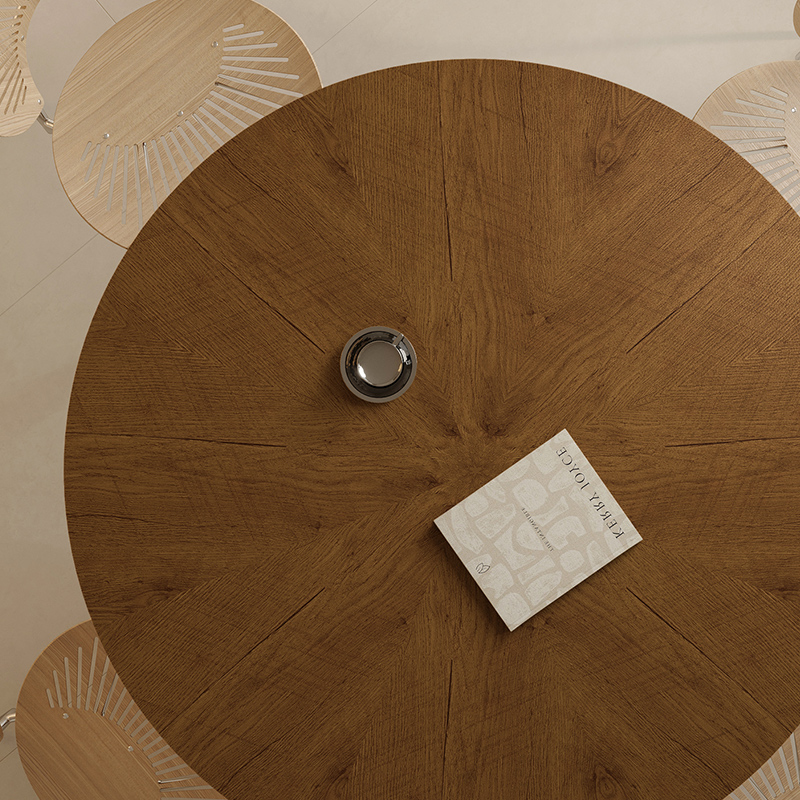 木纹家用圆桌垫防水防烫防油免洗高级感大圆形木质皮革桌布茶几垫