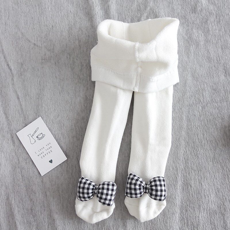 婴儿连裤袜秋冬加厚纯棉大pp蝴蝶结花朵可爱宝宝打底裤0-6个月1岁