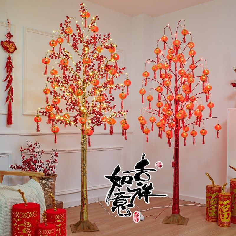 2025新年发财树鸿运灯笼树灯客厅布置加密树满天星春节彩灯装饰灯