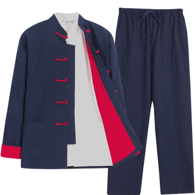 中老年唐装男式三件套复古盘扣中国风外套休闲禅意居士服汉服大码