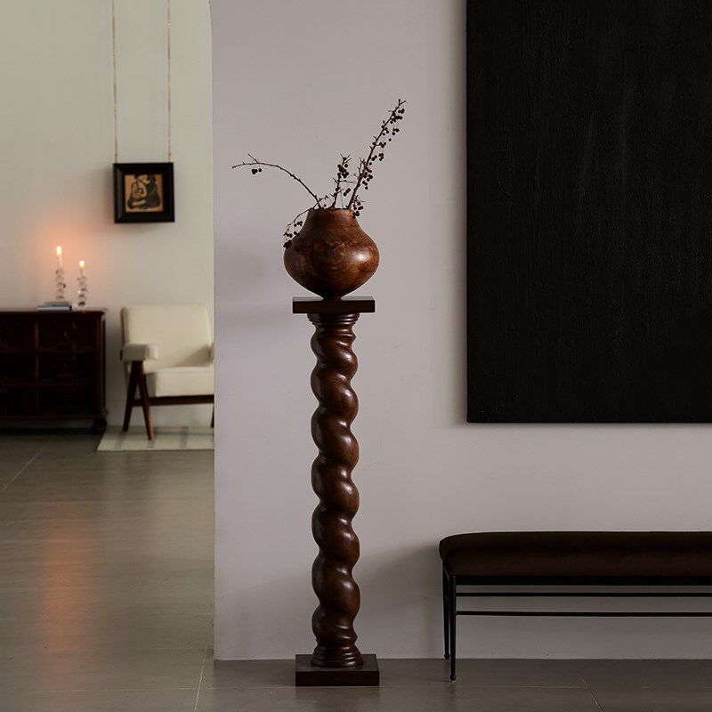 形上法式中古底座螺旋雕塑台柱子落地侘寂艺术摆件复古立柱装饰,家居饰品,落地摆件,淘宝优惠券,粉丝福利购,淘宝优惠卷