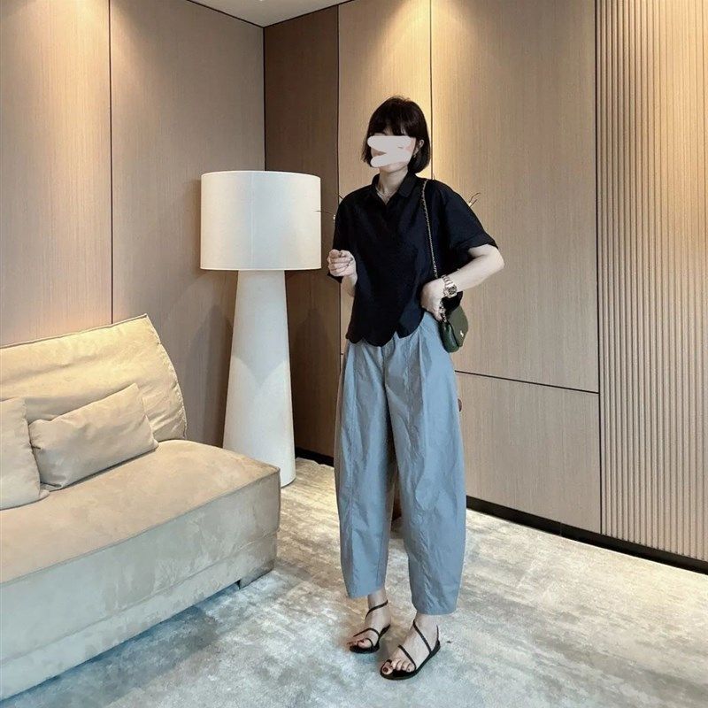 裤子女2024新款夏季薄款米白色八九分裤女宽松显瘦时尚哈伦工装裤,女装/女士精品,卫裤,淘宝优惠券,粉丝福利购,淘宝优惠卷