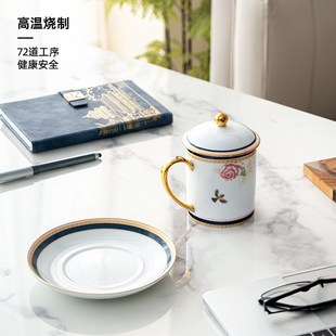 陶溪川景德镇陶瓷办公杯水杯马克杯中式带盖大容量送长辈实用礼物