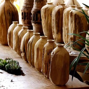 禅意花瓶 简约 田园自然 枯木风化木雕花瓶适用客厅卧室书房