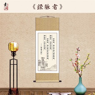 中医养生馆医院文化背景墙经络者装饰卷轴画黄帝内经灵枢经脉本脏