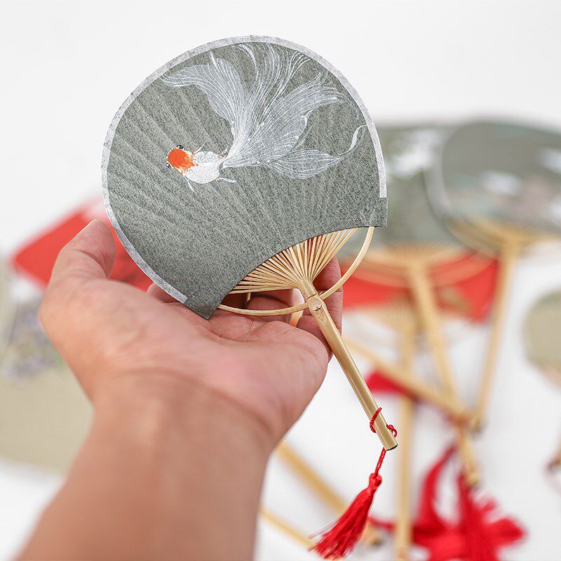 彩色楮笺熟宣团扇小楷书法工笔画没骨画国画扇子空白手绘圆形椭圆