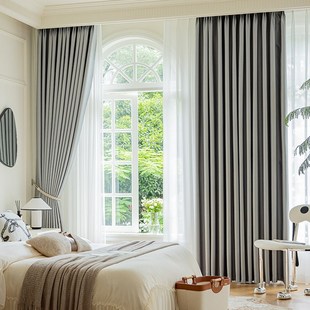 窗帘全遮光卧室2023新款 客厅隔热防晒挡避光遮阳布 北欧简约挂钩式