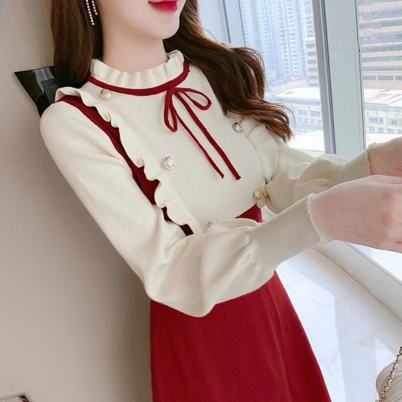 春秋小个子针织连衣裙子女装秋冬装2023年新款配大衣内搭打底冬裙